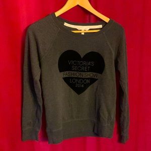 Victoria’s Secret 2014 fashion show grey sweatshirt exclusive velvet logo